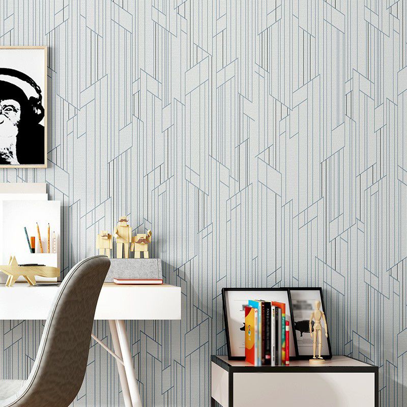 Modern Geometry Wallpaper Roll Non-Woven Washable Light-Color Wall Covering for Bedroom