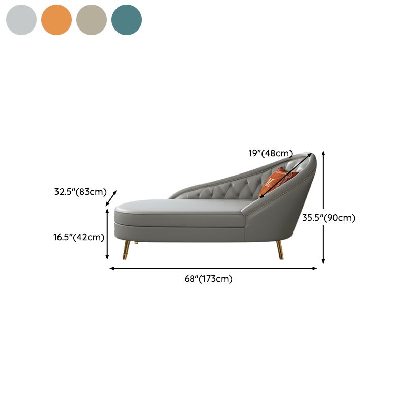 Living Room Chaise Rolled Arms Modern Chaise Lounge with Leather Upholster