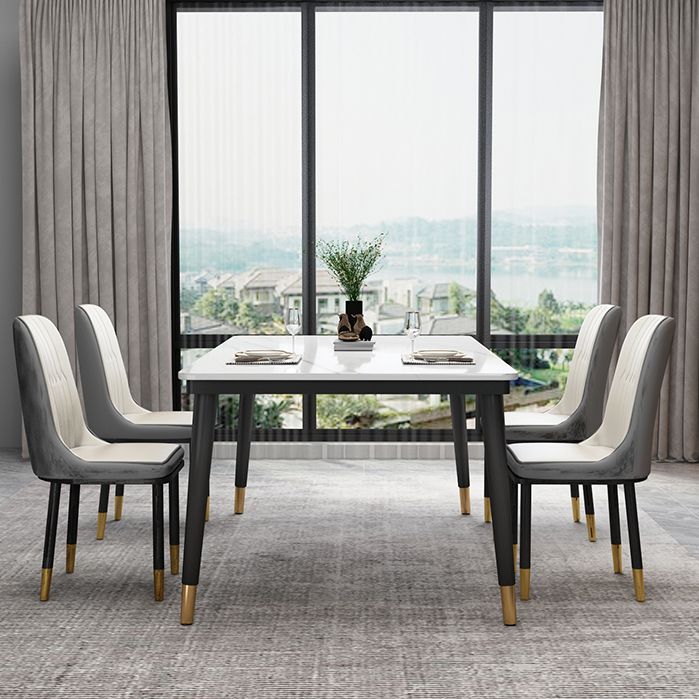 Moderne gesinterde stenen tafel, rechthoekige keukeneettafel met 4 poten