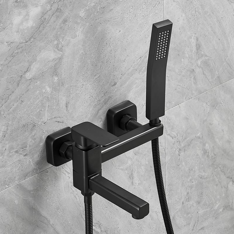 Wall Mounted Metal Tub Filler Low Arc Rotatable Bathroom Faucet