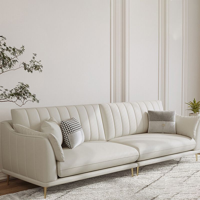 Stationary White Stain Resistant Living Room Pillow Top Arm Standard Settee