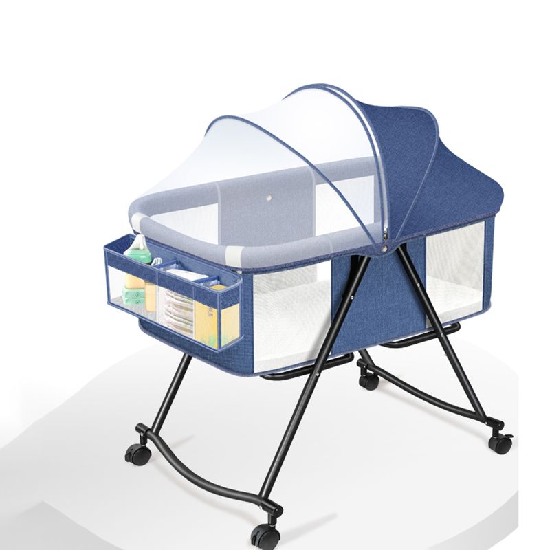 Modern Rocking Metal Gliding Height Adjustable Crib Cradle with Pad