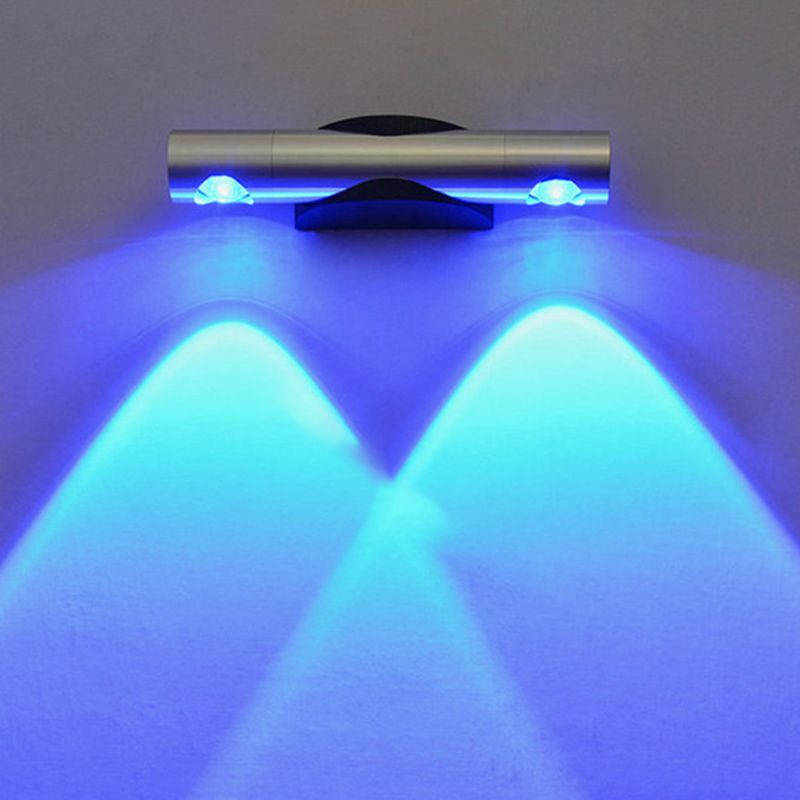 Gebürstete silberne Rohrwand Licht moderne metallische LED -Leuchtenbeleuchtung in Rot/Blau/Gelblicht