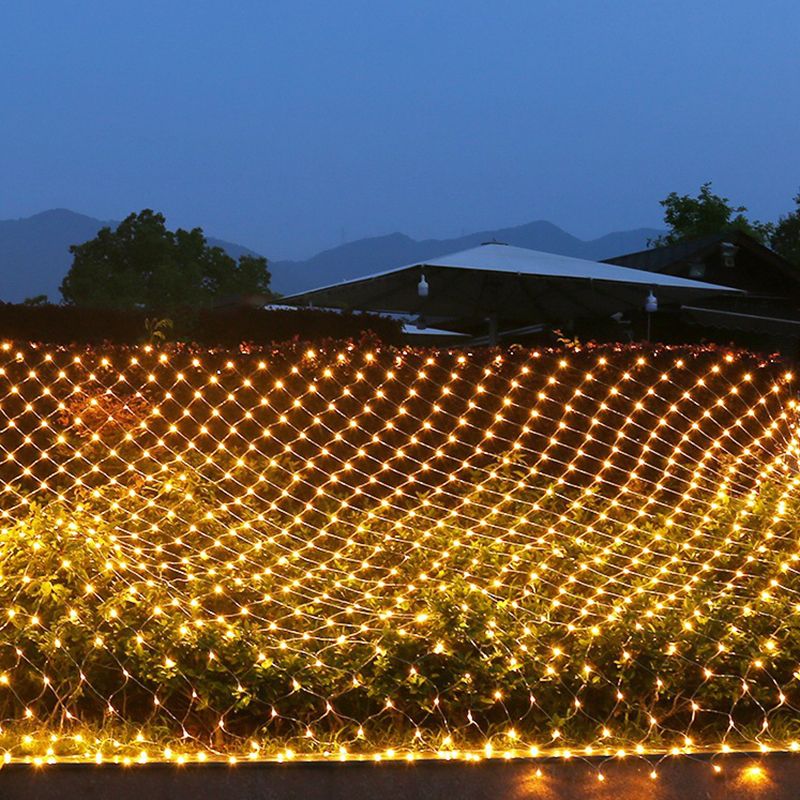 Net Shaped Solar Curtain String Light Set Nordic Plastic Outdoor LED Landscape Light