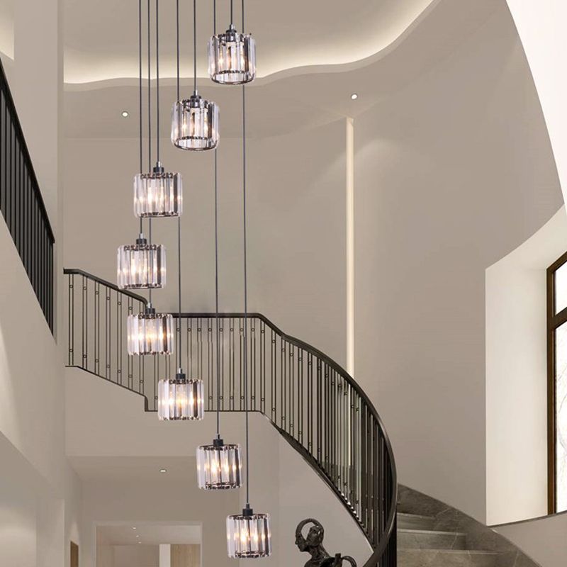 Geometrischer Schattenstreppenhänke Lichtglas zeitgenössischer Multi -Licht -Anhänger