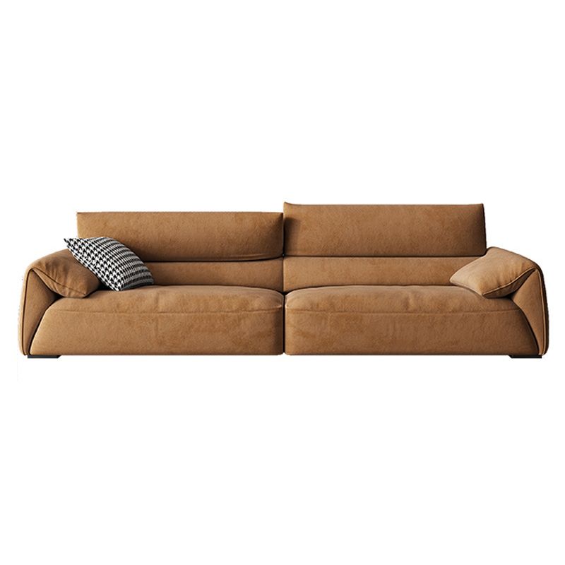 Adjustable Sewn Pillow Back Sofa Modern Pillow Top Arm Sofa in Brown