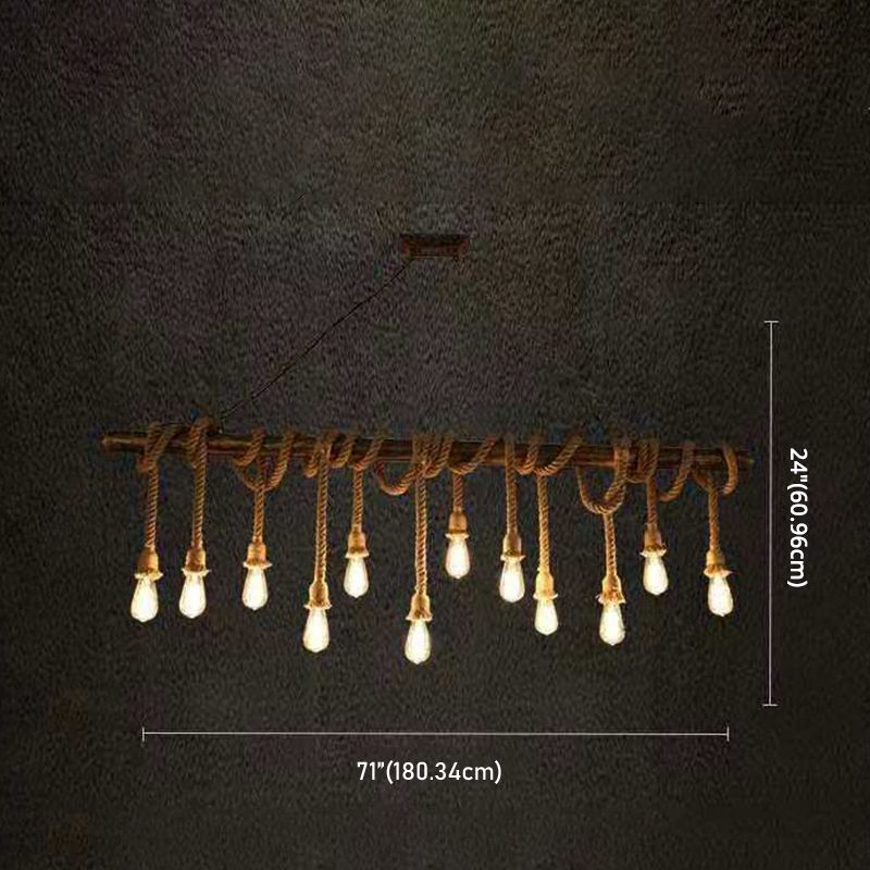 Luce a ciondolo di Brown Coffee Shop isola in stile in ferro battuto in stile classico industriale con corda di canapa