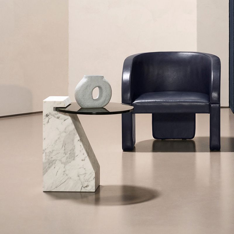 Round Clear Glass Coffee Table2 Legs Base 1 Single Cocktail Table