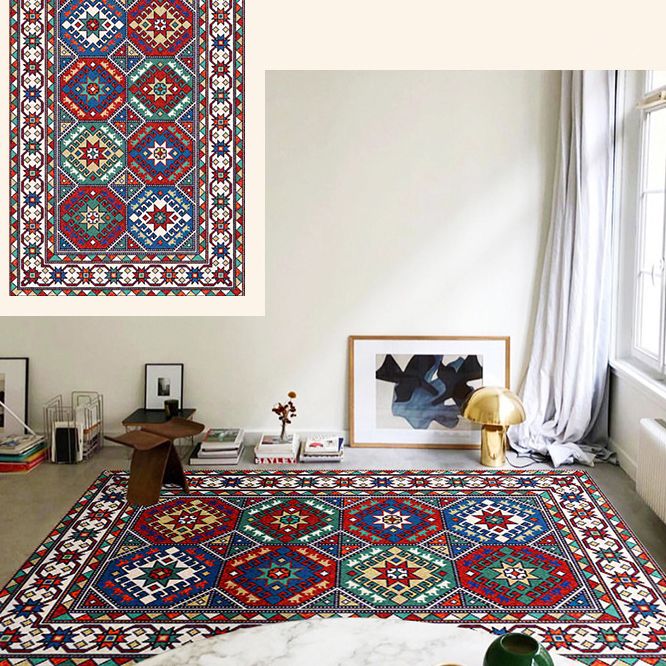 Tapis marocain de la zone marocaine aux couleurs vives Traditionnel Polyester imprimé à imprimé floral Tapis de support sans glissement pour salon