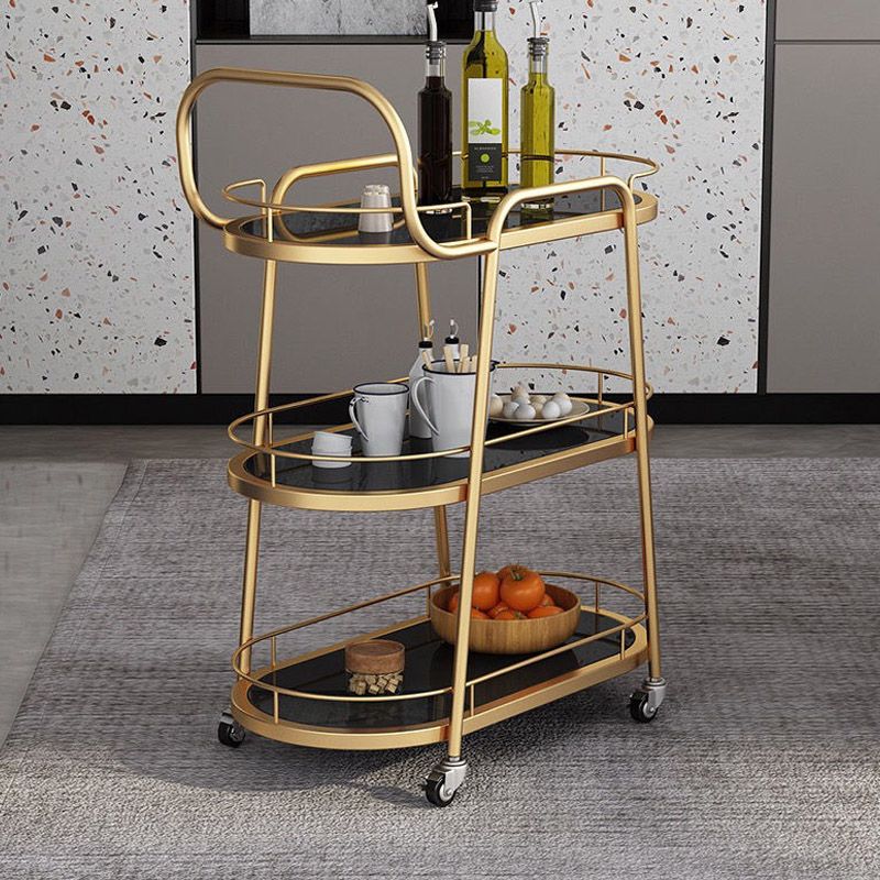 Modern Kitchen Trolley Open Storage Home Dining Rolling Prep Table