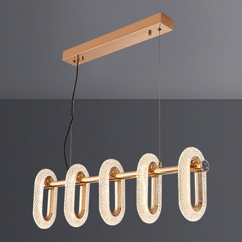 Postmodern LED Chandelier Oval Shape Suspension Lamp with Crystal Beads