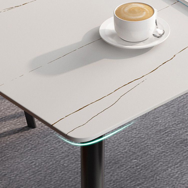 Rectangle Industrial Dining Room Table Sintered Stone Table with 4 Black Legs