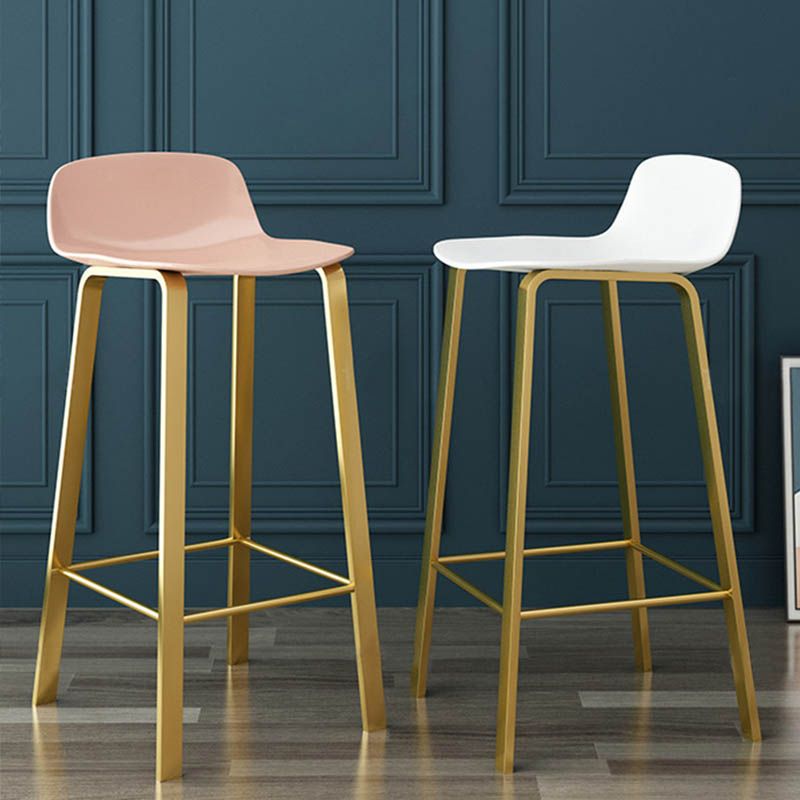 Contemporary Indoor Low Back Armless Bar Stools with Metal Legs
