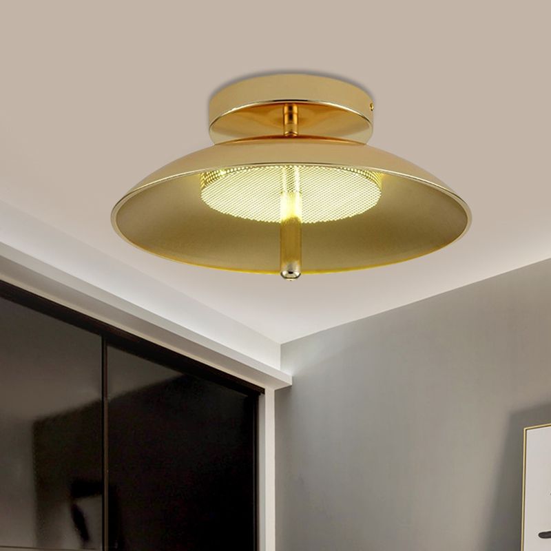 Gold Finish Bowl Flushmount Light Postmodern LED Iron Flush Mount Ceiling Lamp Fixture