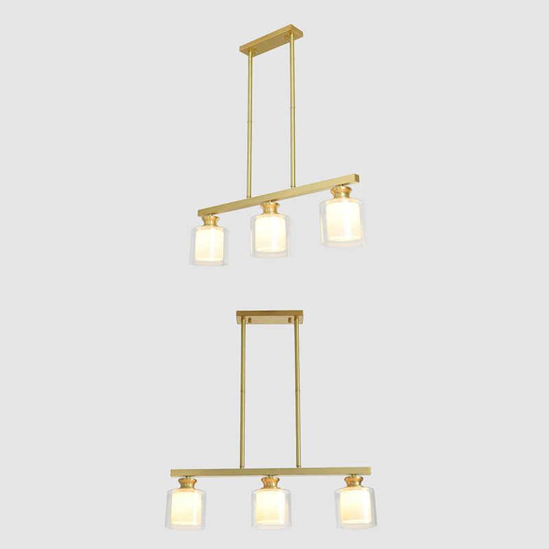 Minimalistisch cilinder eiland verlichtingsarmatuur glazen eetkamer eiland plafondlicht in goud