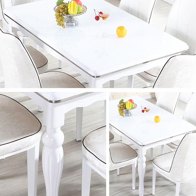 Dining Room Set Contemporary with Tempered Glass Dining Table and Cushion Chairs