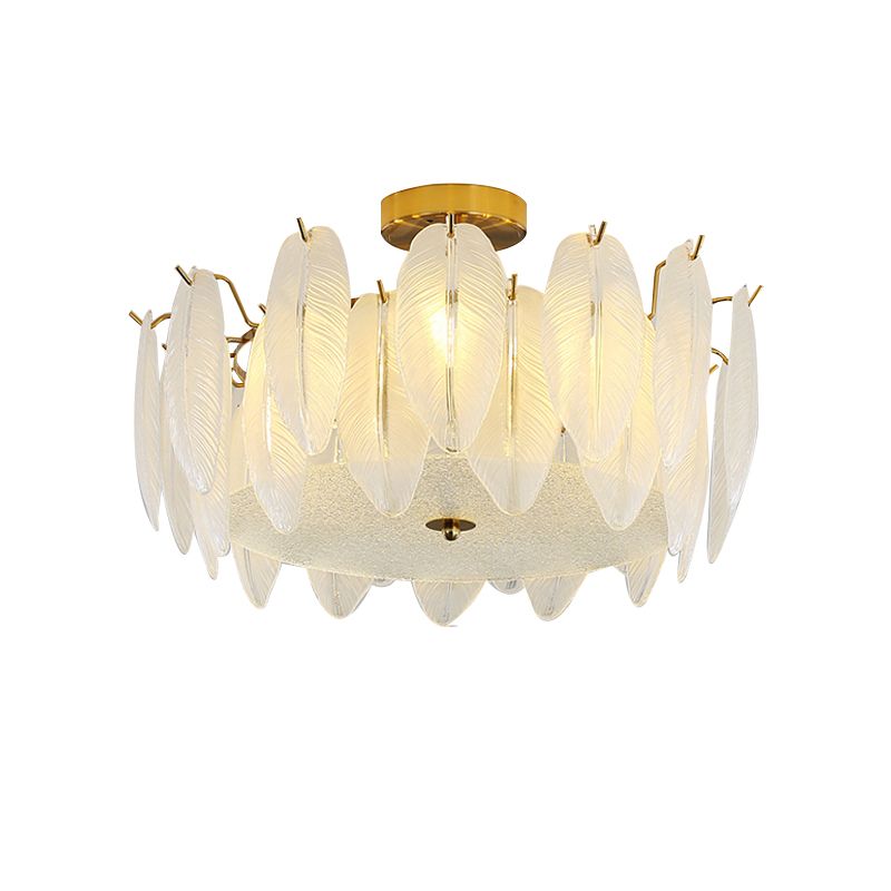 Contemporary Ceiling Lamp Household Glass Shade Flush Mount Light Fixture