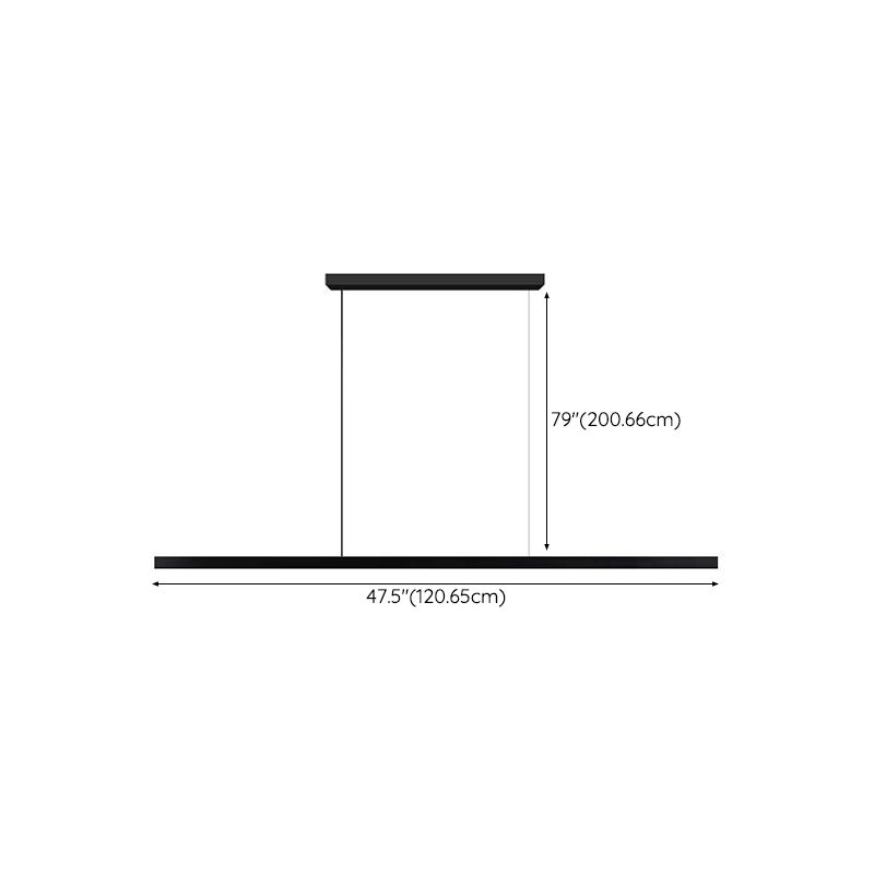 Minimalism Linear LED Island Light Fixture in Black for Dining Room