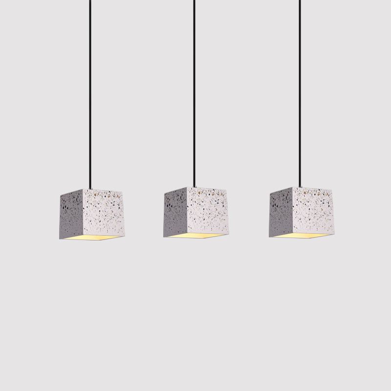 Éclairage pendentif en cube blanc moderne Nordic 1 Light Terrazzo Plafond lampe pour restaurant