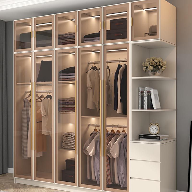 Contemporary Style Wardrobe White Colour Wood Wardrobe Closet for Home