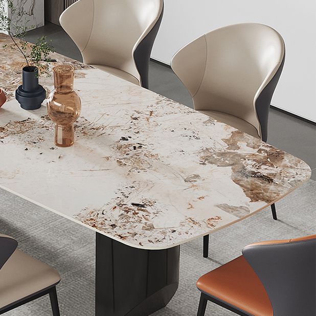 Contemporary Dining Sets with Sintered Stone Dining Table and Cushioned Chairs
