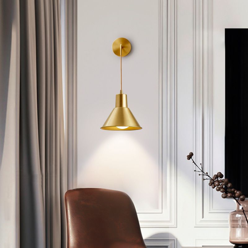 Cone Shape Metal Wall Light Modern Style 1 Light Wall Light Sconce in Brass