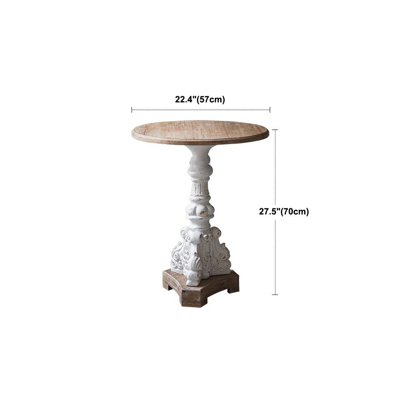 Pedestal Distressed End Table French Country Round Side End Table
