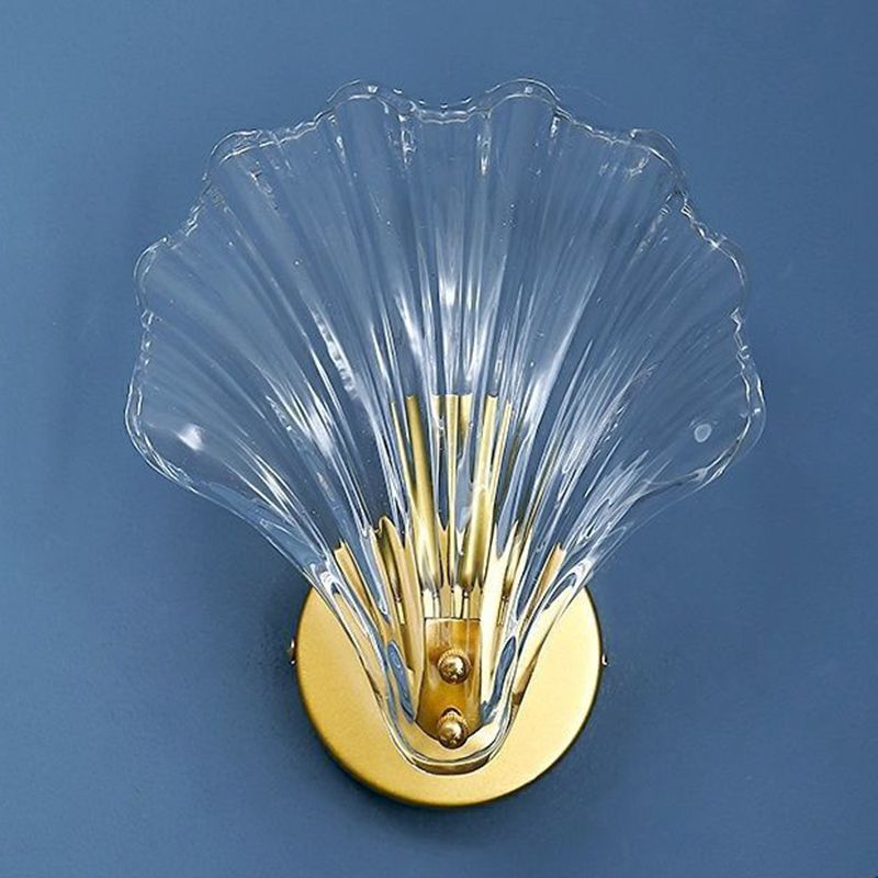 Shell Shape Glass Vanity Lights Modern Style 1 Light Vanity Light Fixtures in Gold