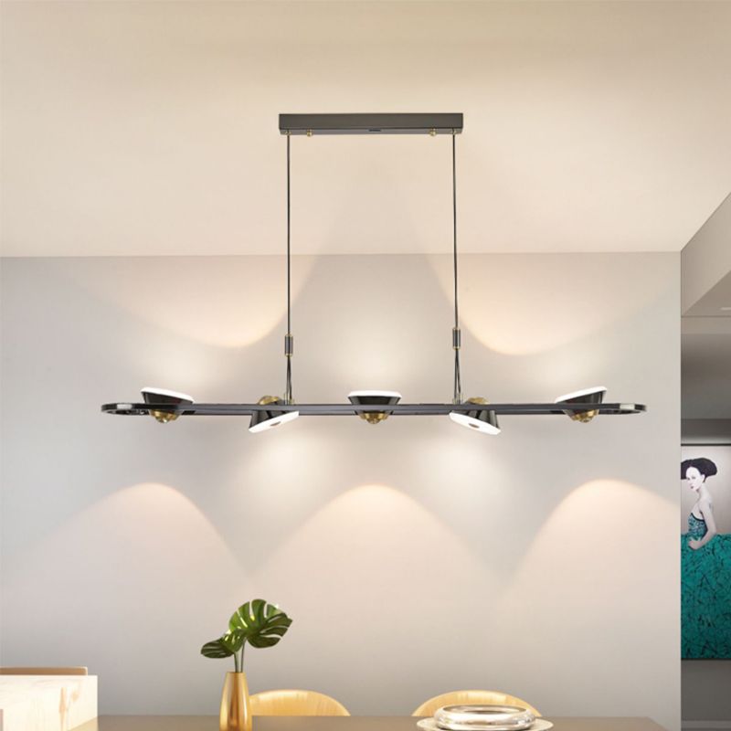 Black and Gold Hanging Light Modern Island Light Fixture with Metal for Dining Room