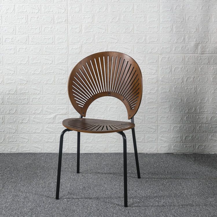 Ensemble de chaises de salle à manger de cuisine en bois de style moderne, chaises latérales à dossier ouvert