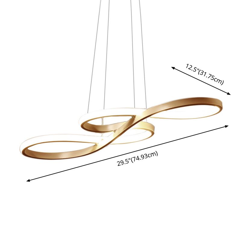 Contemporary Style Minimalist LED Line Light Lightweight Aluminum Hanging Light Fixture for Living Room