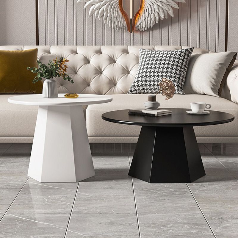 Modern Black/White Coffee Table Pedestal Marble Cocktail Table for Room