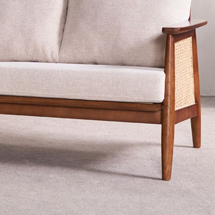 28.74" Wide Square Arm Sofa Solid Wood Sofa with Rattan Accent