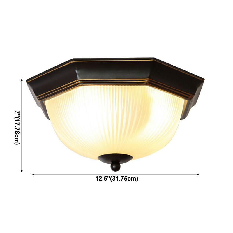 Traditional Dome Flush Ceiling Light Glass Flush Mount Lamp in Black