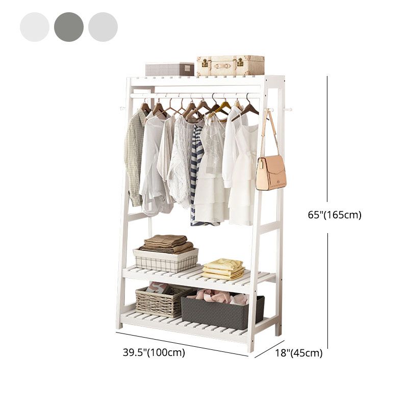 Contemporary Wardrobe Armoire Pine Wood Armoire with Garment Rod for Home