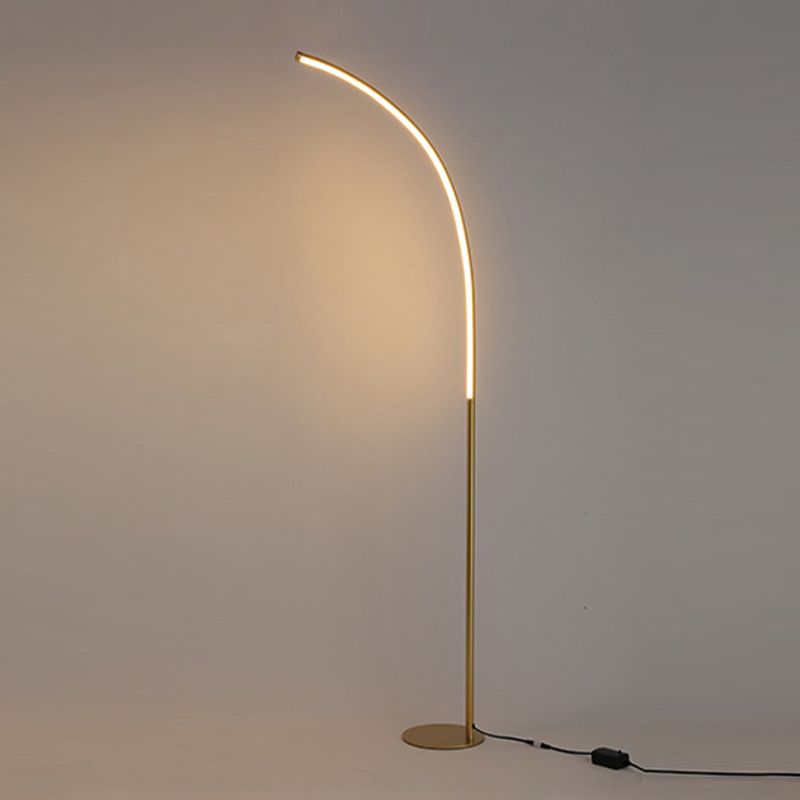 Curved Floor Light Fixtures Modern Style Metal 1 Light Floor Light for Bedroom