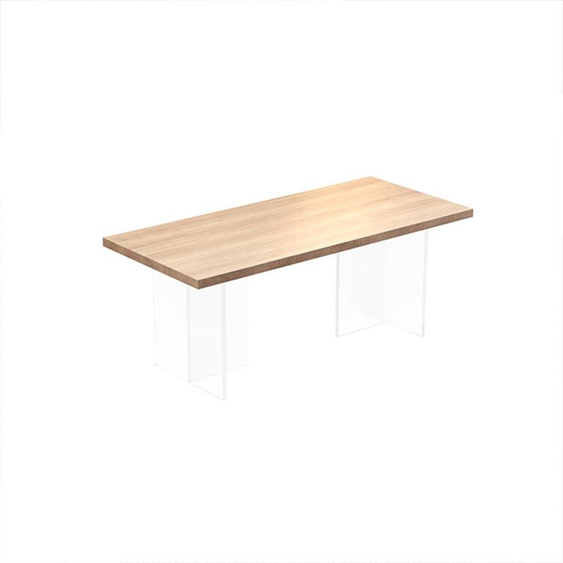 Contemporary Natural Wood Table Home Rectangle Dining Table with Double Pedestal
