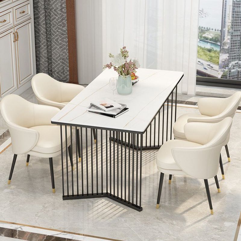 Rechthoekige eettafel Traditionele luxe eettafel met dubbel voetstuk