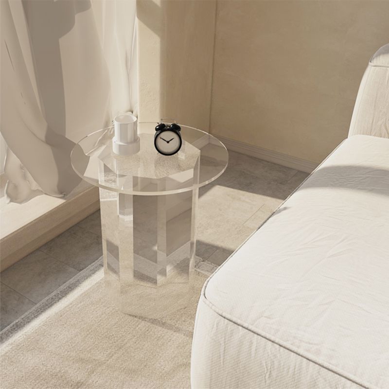 Glam Accent Side Table Living Room Plastic Pedestal Round Corner Table