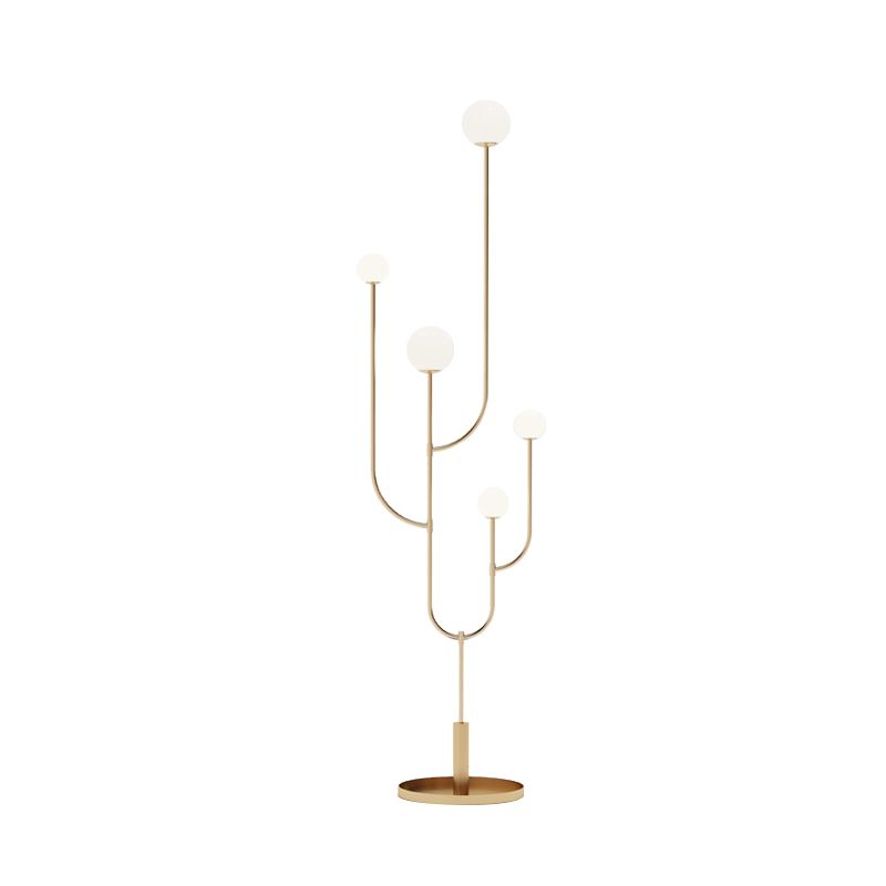 Macaron Cactus Stand Up Light Metal Led Slaapkamer Vloeg leeslamp met bol opaalglasschaduw in messing