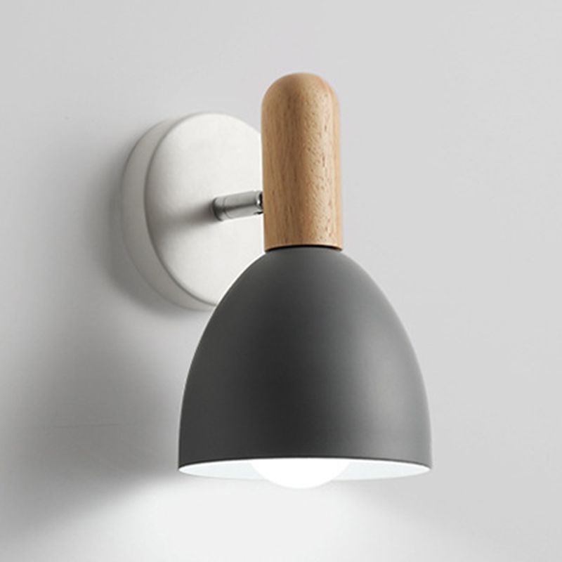 Single Modern Black/White/Grey Wall Mounted Sconce Wooden Shaded Wall Light