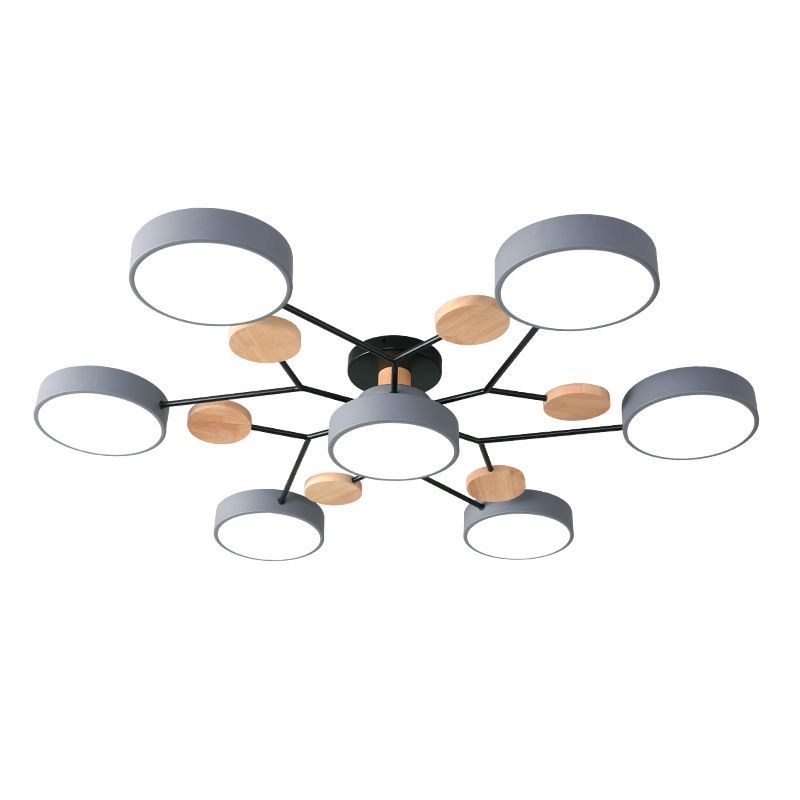 Lampe LED Macaron ronde multicolore avec abat-jour en acrylique pour salon