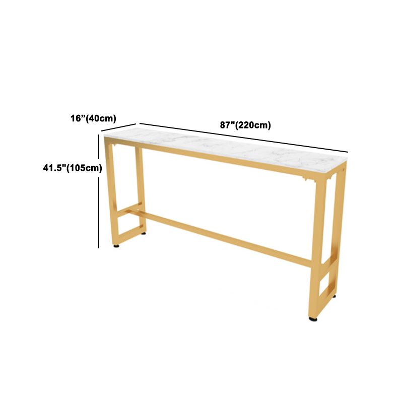 1/5/9 Pieces Glam Iron Bar Table Set Rectangle White Faux Marble Bistro Set with Footrest