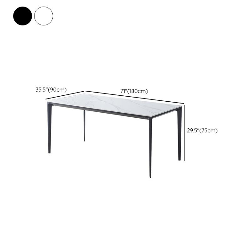 Contemporary Sintered Stone Dining Table Rectangle Table with Metal Legs for Home Use