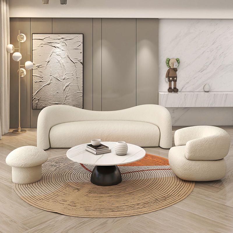 Wool Contemporary Curved Sofa Sloped Arm Sofa for Living Room