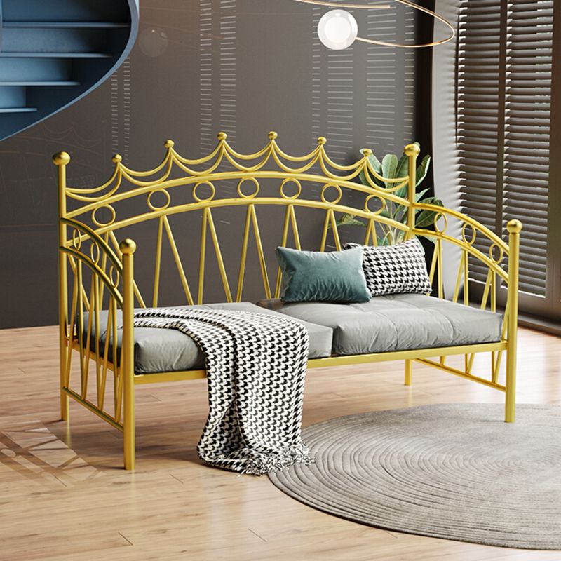 Glam Metal DayBed with Headboard 45.27" Tall Crown Themed Bed