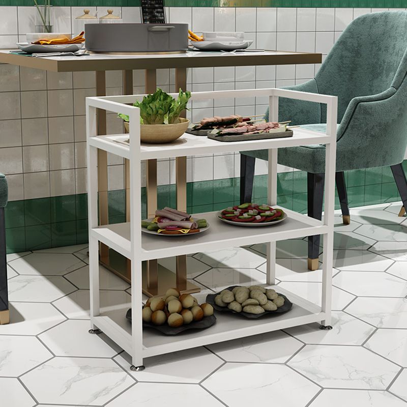 25.59"H Portable Modern Prep Table Metal Rectangular Prep Table with Open Storage