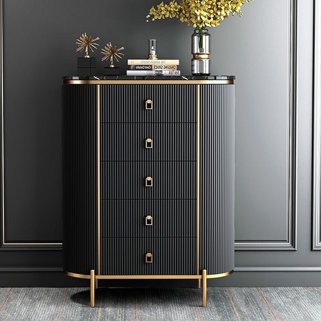 Modern Living Room Buffet Stand Stone and Engineered Wood Buffet