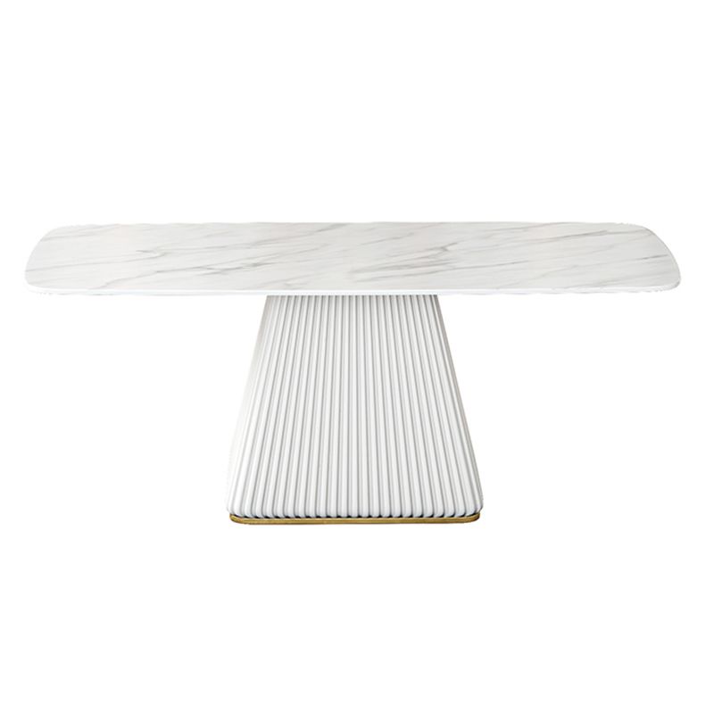 Glam Dining Room Set with Rectangle Sintered Stone Top and Pedestal Base Dining Furniture