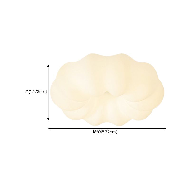 Modern LED Metal Flush Mount Pumpkin Shape Ceiling Lamp with Plastic Shade for Living Room